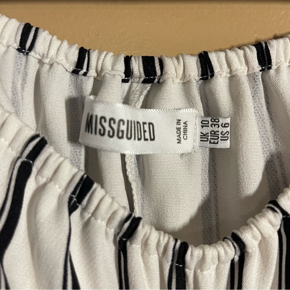 Missguided Black & White Striped Long Sleeve Romper Women’s Size 6 - Picture 3 of 6